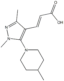 3-[1,3-dimethyl-5-(4-methylpiperidin-1-yl)-1H-pyrazol-4-yl]prop-2-enoic acid Struktur