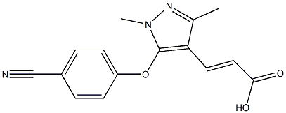 3-[5-(4-cyanophenoxy)-1,3-dimethyl-1H-pyrazol-4-yl]prop-2-enoic acid Struktur