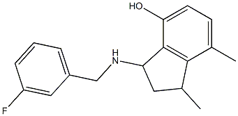 3-{[(3-fluorophenyl)methyl]amino}-1,7-dimethyl-2,3-dihydro-1H-inden-4-ol Struktur