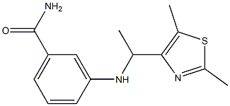 3-{[1-(2,5-dimethyl-1,3-thiazol-4-yl)ethyl]amino}benzamide Struktur