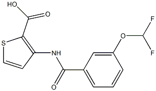 3-{[3-(difluoromethoxy)benzene]amido}thiophene-2-carboxylic acid Struktur