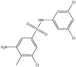 3-amino-5-chloro-N-(3,5-dichlorophenyl)-4-methylbenzene-1-sulfonamide Struktur