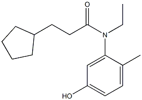 3-cyclopentyl-N-ethyl-N-(5-hydroxy-2-methylphenyl)propanamide Struktur