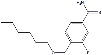 3-fluoro-4-[(hexyloxy)methyl]benzene-1-carbothioamide Struktur