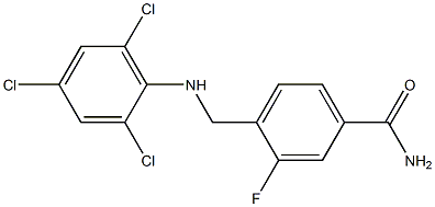 3-fluoro-4-{[(2,4,6-trichlorophenyl)amino]methyl}benzamide Struktur