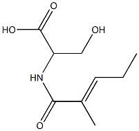 3-hydroxy-2-{[(2E)-2-methylpent-2-enoyl]amino}propanoic acid Struktur