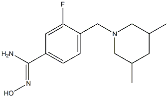 4-[(3,5-dimethylpiperidin-1-yl)methyl]-3-fluoro-N'-hydroxybenzenecarboximidamide Struktur