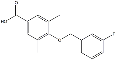 4-[(3-fluorophenyl)methoxy]-3,5-dimethylbenzoic acid Struktur