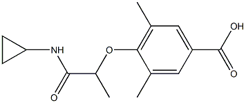 4-[1-(cyclopropylcarbamoyl)ethoxy]-3,5-dimethylbenzoic acid Struktur