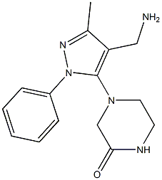 4-[4-(aminomethyl)-3-methyl-1-phenyl-1H-pyrazol-5-yl]piperazin-2-one Struktur