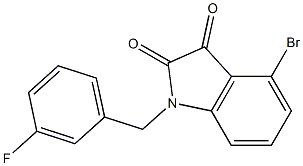 4-bromo-1-[(3-fluorophenyl)methyl]-2,3-dihydro-1H-indole-2,3-dione Struktur