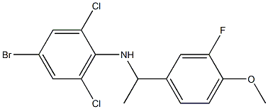 4-bromo-2,6-dichloro-N-[1-(3-fluoro-4-methoxyphenyl)ethyl]aniline Struktur