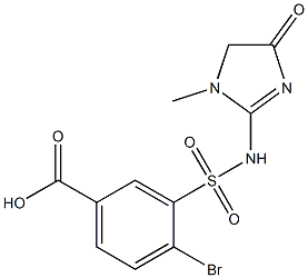 4-bromo-3-[(1-methyl-4-oxo-4,5-dihydro-1H-imidazol-2-yl)sulfamoyl]benzoic acid Struktur