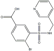 4-bromo-3-[(pyridin-3-ylmethyl)sulfamoyl]benzoic acid Struktur