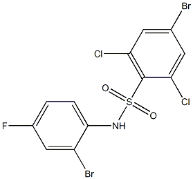 4-bromo-N-(2-bromo-4-fluorophenyl)-2,6-dichlorobenzene-1-sulfonamide Struktur