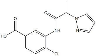 4-chloro-3-[2-(1H-pyrazol-1-yl)propanamido]benzoic acid Struktur