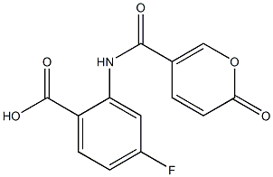 4-fluoro-2-{[(2-oxo-2H-pyran-5-yl)carbonyl]amino}benzoic acid Struktur