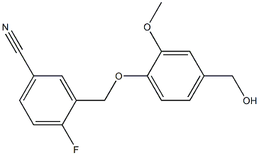 4-fluoro-3-[4-(hydroxymethyl)-2-methoxyphenoxymethyl]benzonitrile Struktur