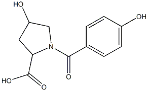 4-hydroxy-1-[(4-hydroxyphenyl)carbonyl]pyrrolidine-2-carboxylic acid Struktur