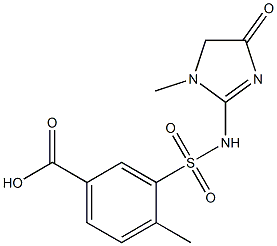 4-methyl-3-[(1-methyl-4-oxo-4,5-dihydro-1H-imidazol-2-yl)sulfamoyl]benzoic acid Struktur