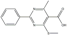 4-methyl-6-(methylthio)-2-phenylpyrimidine-5-carboxylic acid Struktur