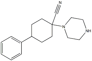 4-phenyl-1-(piperazin-1-yl)cyclohexane-1-carbonitrile Struktur