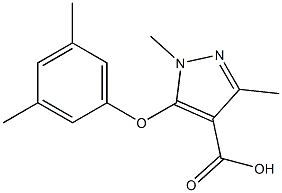 5-(3,5-dimethylphenoxy)-1,3-dimethyl-1H-pyrazole-4-carboxylic acid Struktur