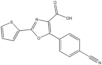 5-(4-cyanophenyl)-2-(thiophen-2-yl)-1,3-oxazole-4-carboxylic acid Struktur