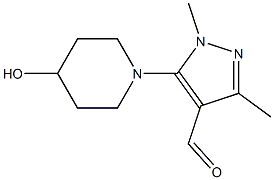 5-(4-hydroxypiperidin-1-yl)-1,3-dimethyl-1H-pyrazole-4-carbaldehyde Struktur