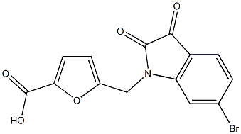 5-[(6-bromo-2,3-dioxo-2,3-dihydro-1H-indol-1-yl)methyl]furan-2-carboxylic acid Struktur