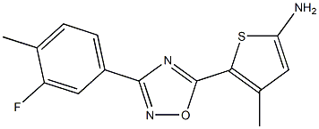 5-[3-(3-fluoro-4-methylphenyl)-1,2,4-oxadiazol-5-yl]-4-methylthiophen-2-amine Struktur