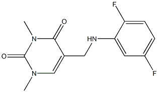 5-{[(2,5-difluorophenyl)amino]methyl}-1,3-dimethyl-1,2,3,4-tetrahydropyrimidine-2,4-dione Struktur