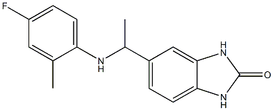 5-{1-[(4-fluoro-2-methylphenyl)amino]ethyl}-2,3-dihydro-1H-1,3-benzodiazol-2-one Struktur