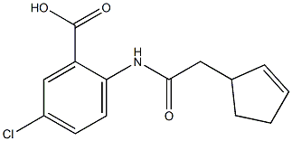 5-chloro-2-[2-(cyclopent-2-en-1-yl)acetamido]benzoic acid Struktur