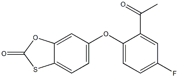 6-(2-acetyl-4-fluorophenoxy)-2H-1,3-benzoxathiol-2-one Struktur