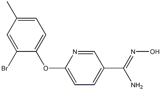 6-(2-bromo-4-methylphenoxy)-N'-hydroxypyridine-3-carboximidamide Struktur