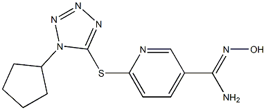 6-[(1-cyclopentyl-1H-1,2,3,4-tetrazol-5-yl)sulfanyl]-N'-hydroxypyridine-3-carboximidamide Struktur