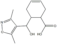 6-[(3,5-dimethyl-1,2-oxazol-4-yl)(hydroxy)methyl]cyclohex-3-ene-1-carboxylic acid Struktur