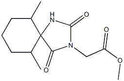 methyl 2-{6,10-dimethyl-2,4-dioxo-1,3-diazaspiro[4.5]decan-3-yl}acetate Struktur