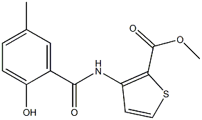 methyl 3-[(2-hydroxy-5-methylbenzene)amido]thiophene-2-carboxylate Struktur