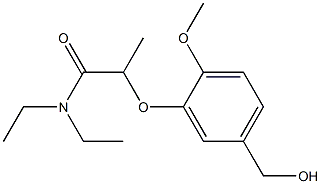 N,N-diethyl-2-[5-(hydroxymethyl)-2-methoxyphenoxy]propanamide Struktur