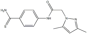 N-[4-(aminocarbonothioyl)phenyl]-2-(3,5-dimethyl-1H-pyrazol-1-yl)acetamide Struktur