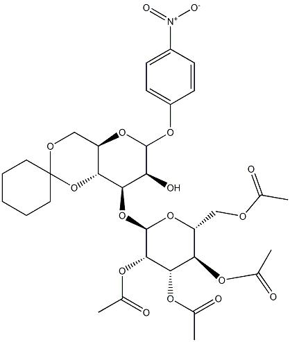 p-Nitrophenyl 3-O-(2,3,4,6-Tetra-O-acetyl-a-D-mannopyranosyl)-4,6-O-cyclohexylidene--D-mannopyranoside Struktur