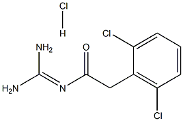 N-(diaminomethylidene)-2-(2,6-dichlorophenyl)acetamide hydrochloride Struktur