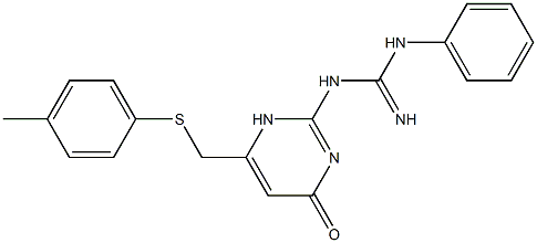 N-(6-{[(4-methylphenyl)sulfanyl]methyl}-4-oxo-1,4-dihydro-2-pyrimidinyl)-N'-phenylguanidine Struktur