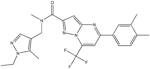 5-(3,4-dimethylphenyl)-N-[(1-ethyl-5-methyl-1H-pyrazol-4-yl)methyl]-N-methyl-7-(trifluoromethyl)pyrazolo[1,5-a]pyrimidine-2-carboxamide Struktur