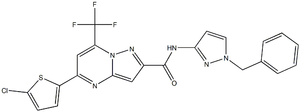 N-(1-benzyl-1H-pyrazol-3-yl)-5-(5-chloro-2-thienyl)-7-(trifluoromethyl)pyrazolo[1,5-a]pyrimidine-2-carboxamide Struktur