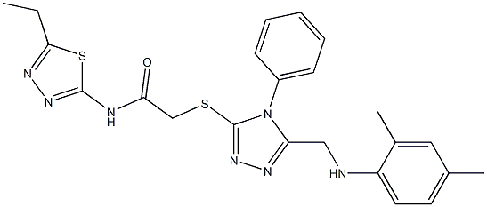 2-({5-[(2,4-dimethylanilino)methyl]-4-phenyl-4H-1,2,4-triazol-3-yl}sulfanyl)-N-(5-ethyl-1,3,4-thiadiazol-2-yl)acetamide Struktur