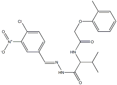 N-{1-[(2-{4-chloro-3-nitrobenzylidene}hydrazino)carbonyl]-2-methylpropyl}-2-(2-methylphenoxy)acetamide Struktur