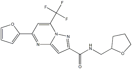 5-(2-furyl)-N-(tetrahydro-2-furanylmethyl)-7-(trifluoromethyl)pyrazolo[1,5-a]pyrimidine-2-carboxamide Struktur